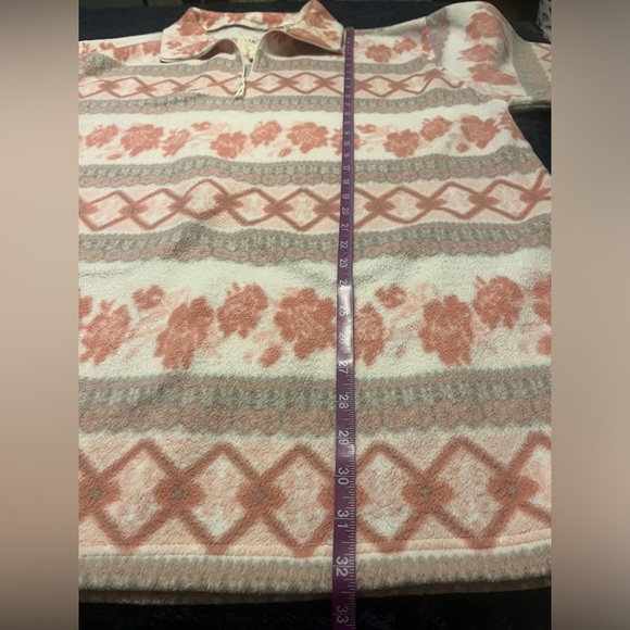 VTG Victorias Secret Country Pink Nordic Fleece 1/4 Zip Pullover Sweater L - Picture 2 of 7